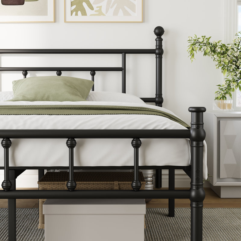 Wavely Metal Platform Bed with Headboard and Underbed Storage (NO TEST)